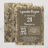 Militaire Gold Camouflage Glitter Birthday Party Kaart (Voorkant / Achterkant)