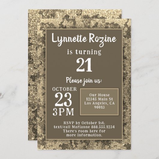 Militaire Gold Camouflage Glitter Birthday Party Kaart (Voorkant / Achterkant)