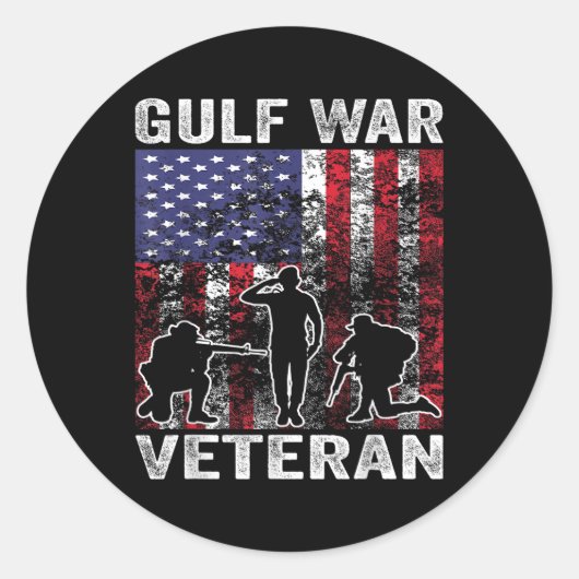 Militaire Golfoorlog veteraan VS Ronde Sticker (Voorkant)