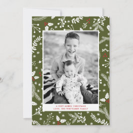 Militaire Green Berries Kerstvakantie Plat Kaart