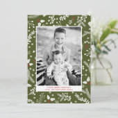 Militaire Green Berries Kerstvakantie Plat Kaart (Staand voorkant)