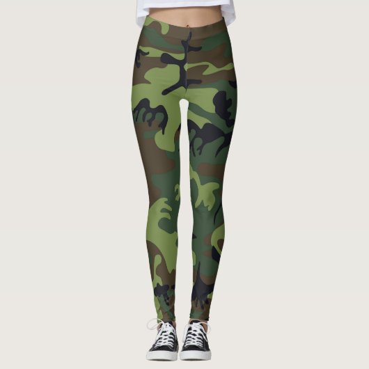 Militaire groene camouflage damesleggings leggings (Voorkant)