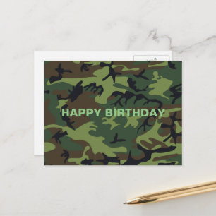Militaire groene camouflage Gelukkig Verjaardag Briefkaart