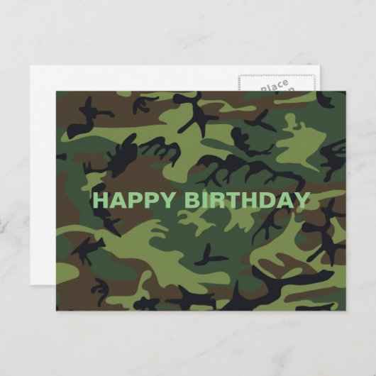 Militaire Groene Camouflage Gelukkige Verjaardag Briefkaart (Voorkant / Achterkant)
