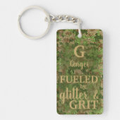 Militaire groene camouflage glitter camo naam sleutelhanger (Voorkant)