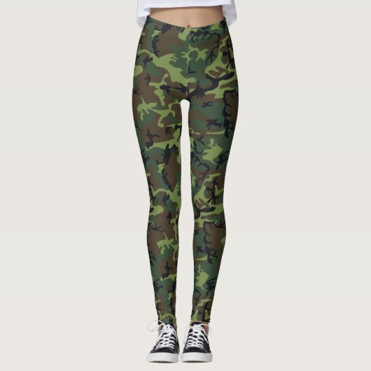Militaire groene camouflage leggings (Voorkant)