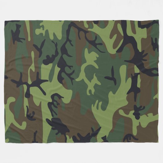 Militaire Groene Camouflage Patroon Fleece Deken (Voorkant (Horizontaal))