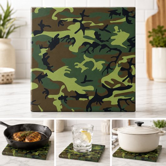 Militaire groene camouflage tegeltje