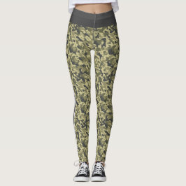 militaire groene camouflage wit / grijze streep leggings