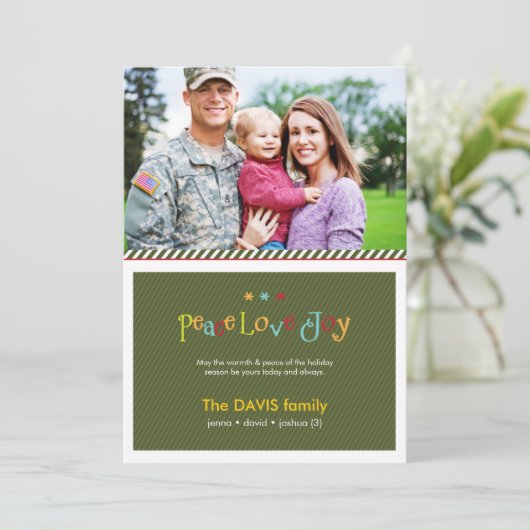 Militaire groene dubbelzijdige feestdag feestdagenkaart (Staand voorkant)