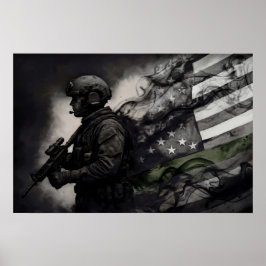 Militaire Groene Lijn Huldiging Rook Amerikaanse V Poster