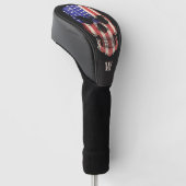 Militaire Grunge USA Vlag Schedel Monogram Initiaa Golfheadcover (Schuin)