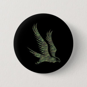 Militaire Havik Camouflageprint Roofdier Vogel Vet Ronde Button 5,7 Cm