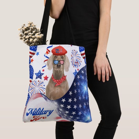 Militaire held Weimaraner Canvas tas (Dichtbij)