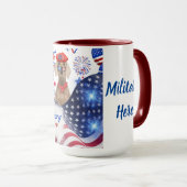 Militaire held Weimaraner Coffee Mok (Voorkant rechts)