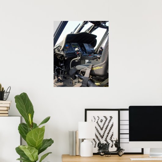 Militaire helikoptercockpit poster (Thuiskantoor)