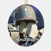 Militaire helm gepersonaliseerde versiering keramisch ornament (Links)