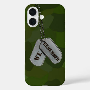 Militaire hond Tags op Camo iPhone 16 Hoesje