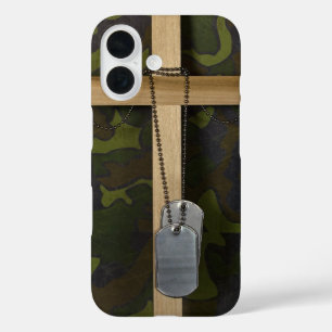 Militaire hond Tags op een kruis iPhone 16 Hoesje