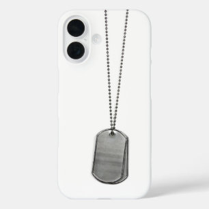 Militaire hond Tags op wit iPhone 16 Hoesje