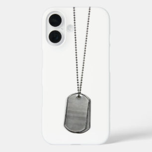 Militaire hond Tags op wit iPhone 16 Hoesje