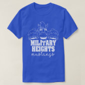 Militaire Hoogte Mustangs wit op blauw T-shirt (Design voorkant)