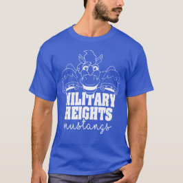 Militaire Hoogte Mustangs wit op blauw T-shirt