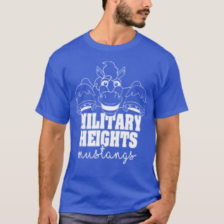 Militaire Hoogte Mustangs wit op blauw T-shirt