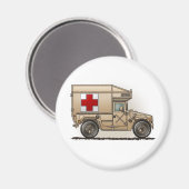 Militaire Hummer Ambulance Ronde Magneet (Voorkant / Achterkant)
