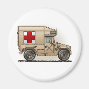 Militaire Hummer Ambulance Round Magnet