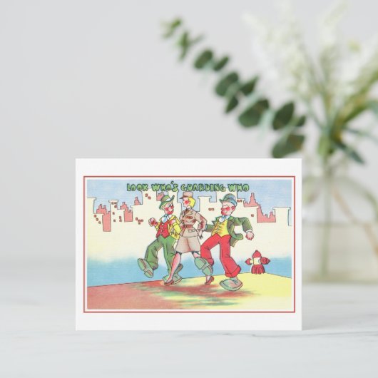 militaire humor uit de jaren veertig, die wie bew briefkaart (Staand voorkant)