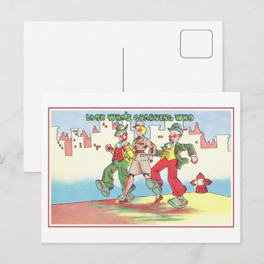  militaire humor uit de jaren veertig, die wie bew briefkaart (Voorkant / Achterkant)