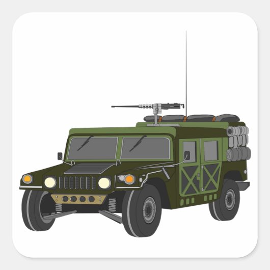 Militaire Humvee-terreinwagen tactisch voertuig Vierkante Sticker (Voorkant)