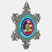 Militaire inlichtingenveteraan Keepomwille Tin Sneeuwvlok Ornament (Links)