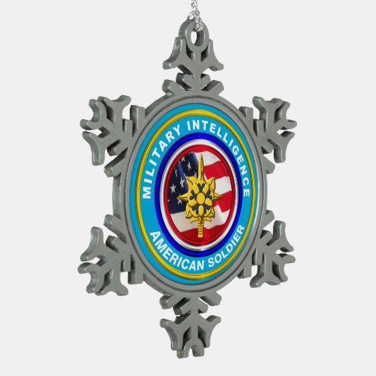 Militaire inlichtingenveteraan Keepomwille Tin Sneeuwvlok Ornament (Links)