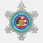 Militaire inlichtingenveteraan Keepomwille Tin Sneeuwvlok Ornament (Voorkant)
