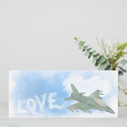 Militaire jager Jet Love Jet Stream Wedding Save The Date (Staand voorkant)