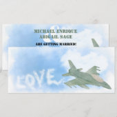 Militaire jager Jet Love Jet Stream Wedding Save The Date (Voorkant / Achterkant)
