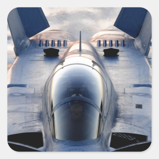 Militaire jet vierkante sticker (Voorkant)