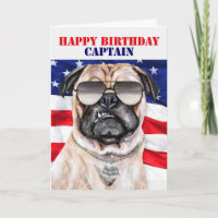 Militaire kapitein Birthday Funny Pug Dog