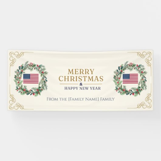 Militaire Kerstbanner Vrolijk Kerst Feestvlag Spandoek (Horizontaal)
