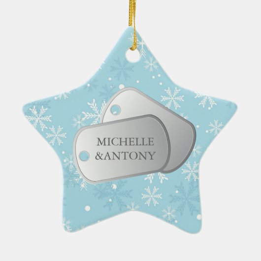 Militaire kerstversiering keramisch ornament (Achterkant)