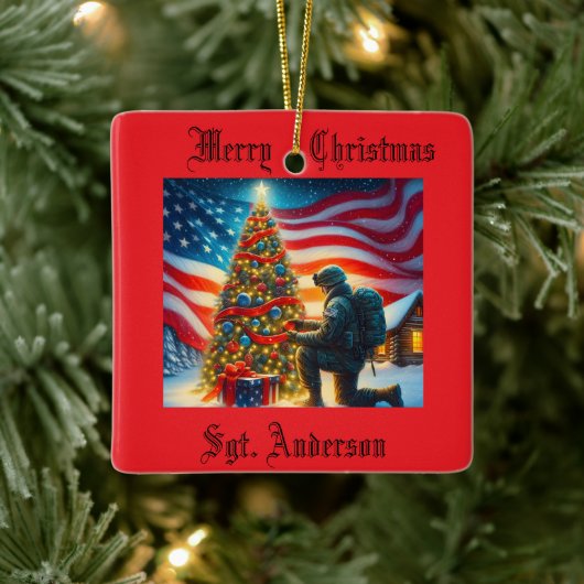 Militaire Kerstversiering Keramisch Ornament (Boom)