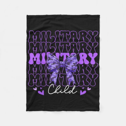 Militaire kind Coquette Bow Paarse omhoog Camo Kin Fleece Deken (Voorkant)