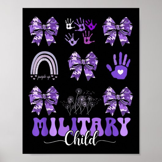 Militaire kind Coquette Bow Paarse omhoog Camo Kin Poster (Voorkant)