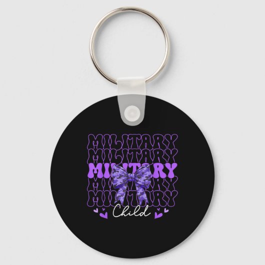 Militaire kind Coquette Bow Paarse omhoog Camo Kin Sleutelhanger (Voorkant)