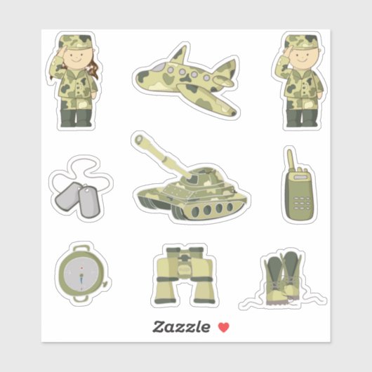 Militaire Kinder educatieve Groene Camo Sticker (Vel)