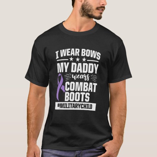 Militaire Kindermaand Paars op papa Boots_1 T-shirt (Voorkant)