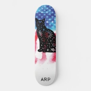 *~* Militaire KOSMISCHE CAT Rode Witte Blauwe Vlag Persoonlijk Skateboard