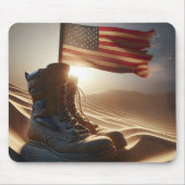Militaire laarzen met Amerikaanse vlag Muismat (Voorkant)